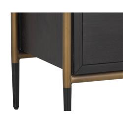 Senesca Rustic Brown Acacia Wood Black Iron Base 2 Drawer Nightstand|