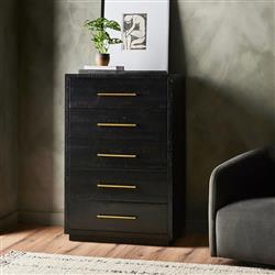 Dorwin Industrial Loft Espresso Brown Wood 5 Drawer Dresser|