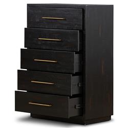 Dorwin Industrial Loft Espresso Brown Wood 5 Drawer Dresser|