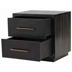 Dorwin Industrial Loft Burnished Black Acacia Wood 2 Drawer Nightstand|