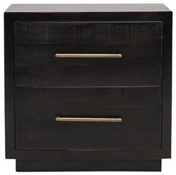Dorwin Industrial Loft Burnished Black Acacia Wood 2 Drawer Nightstand|