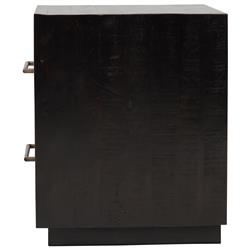 Dorwin Industrial Loft Burnished Black Acacia Wood 2 Drawer Nightstand|