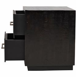 Dorwin Industrial Loft Burnished Black Acacia Wood 2 Drawer Nightstand|