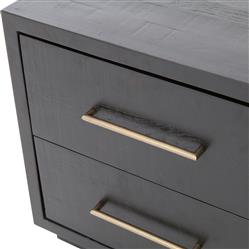 Dorwin Industrial Loft Burnished Black Acacia Wood 2 Drawer Nightstand|