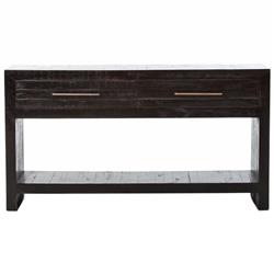 Dorwin Industrial Loft Espresso Brown Acacia Wood 2 Drawer Console Table|