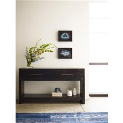Dorwin Industrial Loft Espresso Brown Acacia Wood 2 Drawer Console Table|