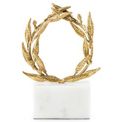 Apollo Regency Gold Leaf Iron White Marble Base Sculpture|