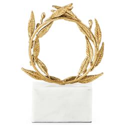 Apollo Regency Gold Leaf Iron White Marble Base Sculpture|