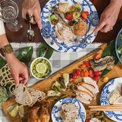 Arcadia Coastal Beach Blue Porcelain Canape Plate - Set of 4|