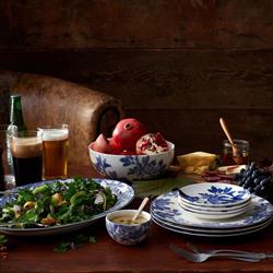 Arbor Coastal Beach Blue Porcelain Serving Bowl|