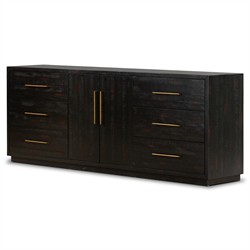 Dorwin Industrial Loft Espresso Brown Acacia Wood Media Console Sideboard|