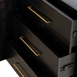 Dorwin Industrial Loft Espresso Brown Acacia Wood Media Console Sideboard|