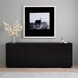 Dorwin Industrial Loft Espresso Brown Acacia Wood Media Console Sideboard|