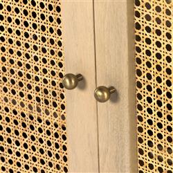 Kashton Mid Century Natural Brown Mango Wood Arched Cane 4 Door Sideboard|