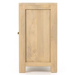 Kashton Mid Century Natural Brown Mango Wood Arched Cane 4 Door Sideboard|