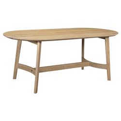 Ralph Modern Classic Brown Solid Oak Wood Oval Trestle Dining Table - 76"|