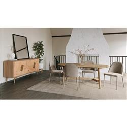 Ralph Modern Classic Brown Solid Oak Wood Oval Trestle Dining Table - 76"|