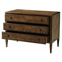 Ayra Dusk Brown Herringbone Oak Wood 3 Drawer Bachelor Chest|