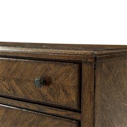 Ayra Dusk Brown Herringbone Oak Wood 3 Drawer Bachelor Chest|
