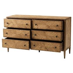 Ayra Mid Century Dawn Brown Oak Wood 6 Drawer Double Dresser|
