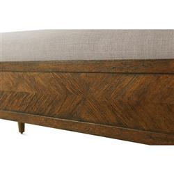 Ayra Grey Upholstered Dusk Brown Herringbone Oak Wood Bench|
