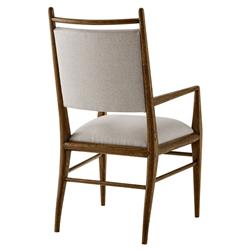 Ayra Grey Upholstered Back Dusk Brown Oak Dining Arm Chair|