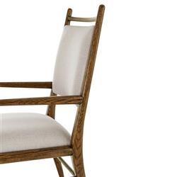 Ayra Grey Upholstered Back Dusk Brown Oak Dining Arm Chair|