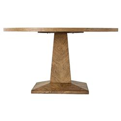 Ayra Dawn Brown Herringbone Oak Round Pedestal Dining Table - 54"W|