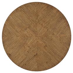 Ayra Dawn Brown Herringbone Oak Round Pedestal Dining Table - 54"W|
