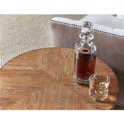 Ayra Dawn Brown Herringbone Oak Round Pedestal Dining Table - 54"W|