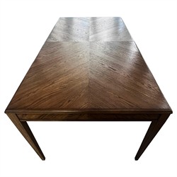 Ayra Dawn Brown Herringbone Oak Extendable Dining Table - 84-106"W|
