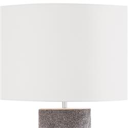 Andres Modern Classic Grey Hide Column Bedside Table Lamp|