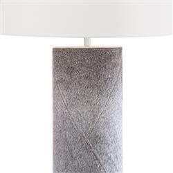 Andres Modern Classic Grey Hide Column Bedside Table Lamp|