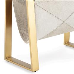 Andres Hollywood Regency Brass Steel Grey Hide Magazine Rack|