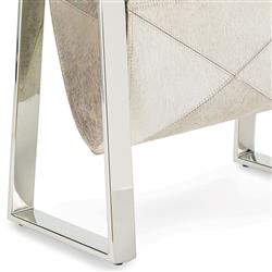 Andres Modern Polished Nickel Steel Grey Hide Magazine Rack|