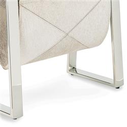 Andres Modern Polished Nickel Steel Grey Hide Magazine Rack|