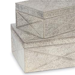 Andres Modern Classic Grey Hide Decorative Box - Set of 2|