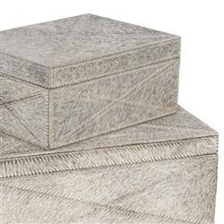 Andres Modern Classic Grey Hide Decorative Box - Set of 2|