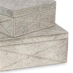 Andres Modern Classic Grey Hide Decorative Box - Set of 2|