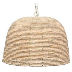 Scott Coastal Beach Off White Mango Wood Beads Iron Chain Single Pendant|