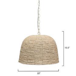 Scott Coastal Beach Off White Mango Wood Beads Iron Chain Single Pendant|