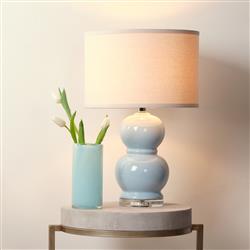 Dwayne French Country Light Blue Glass Bedside Table Lamp|