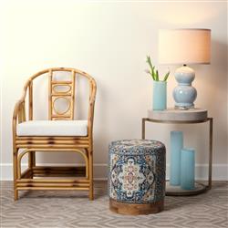 Dwayne French Country Light Blue Glass Bedside Table Lamp|