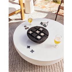 Bailey Industrial Loft White Aluminum Drum Outdoor Coffee Table|