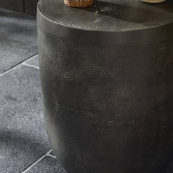 Bailey Industrial Loft Grey Aluminum Round Drum Outdoor Drink Table|