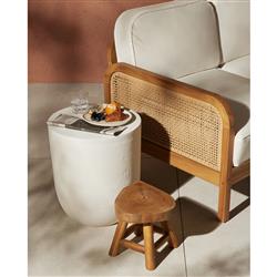 Bailey Industrial Loft White Aluminum Round Drum Outdoor Drink Table|