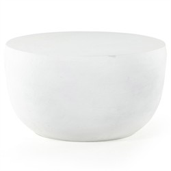 Bailey Industrial Loft White Aluminum Round Drum Outdoor End Table|