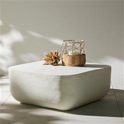 Bailey Industrial Loft White Aluminum Square Block Outdoor Coffee Table - Small|