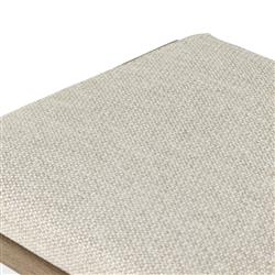 Karimm Coastal Beach Beige Upholstered Natural Teak Wood Frame Outdoor Counter Stool|