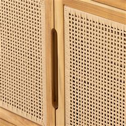 Tropica Coastal Beach Natural Brown Teak Wood Faux Rattan Outdoor Sideboard|